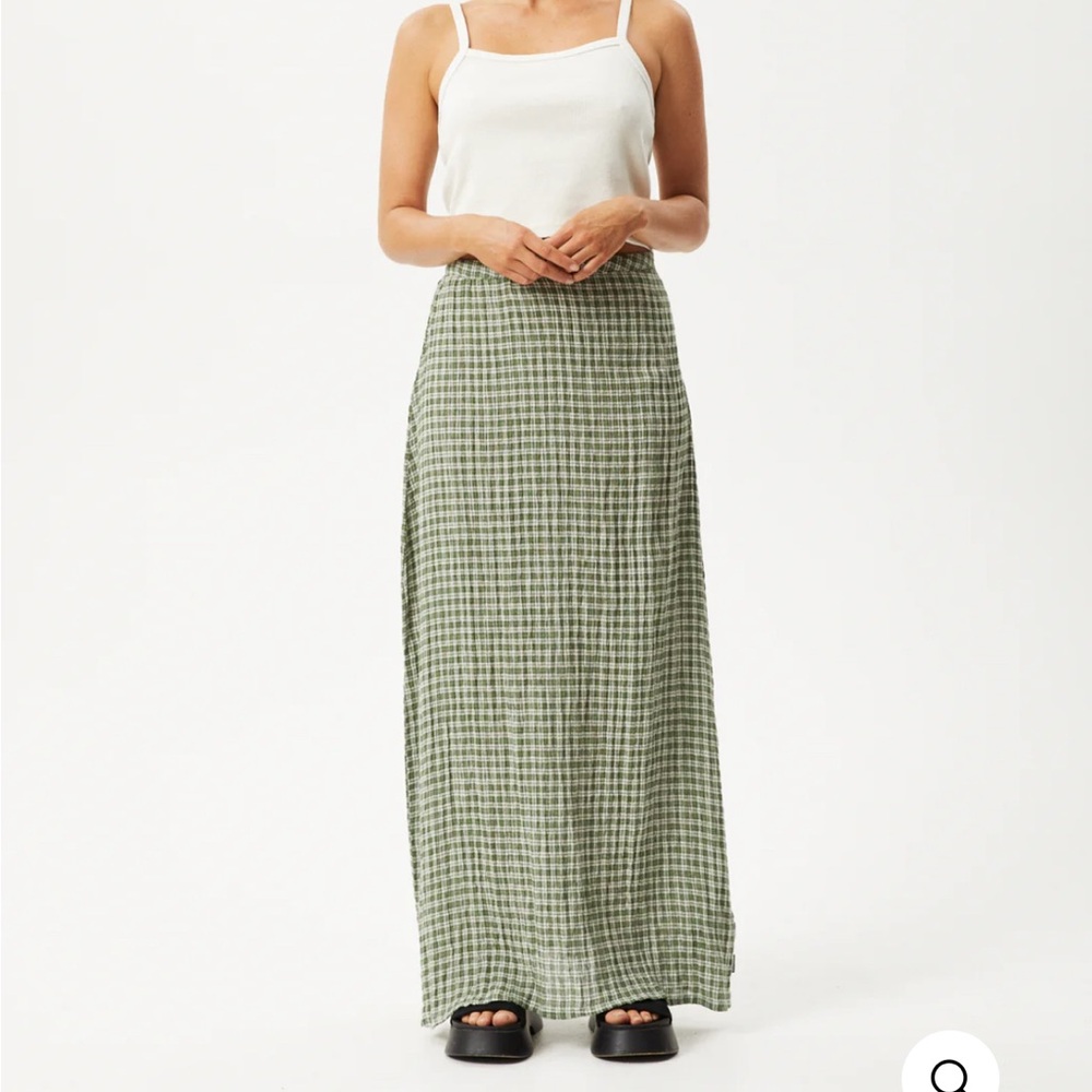 Green Seersucker Maxi Skirt